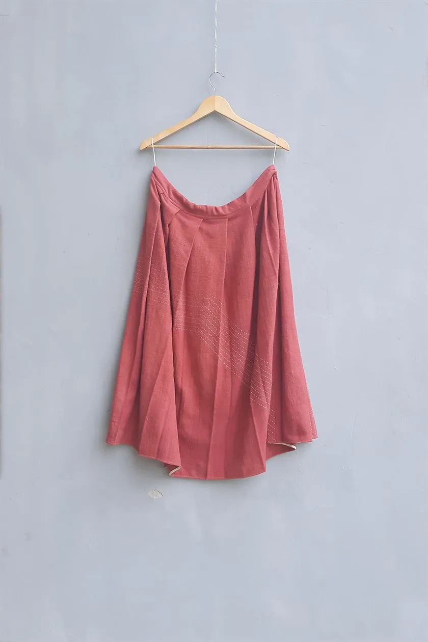 Urvashi Kaur   I   Infinity SKIRT HANA 100% handloom cotton brick TESSELLATE- 54
