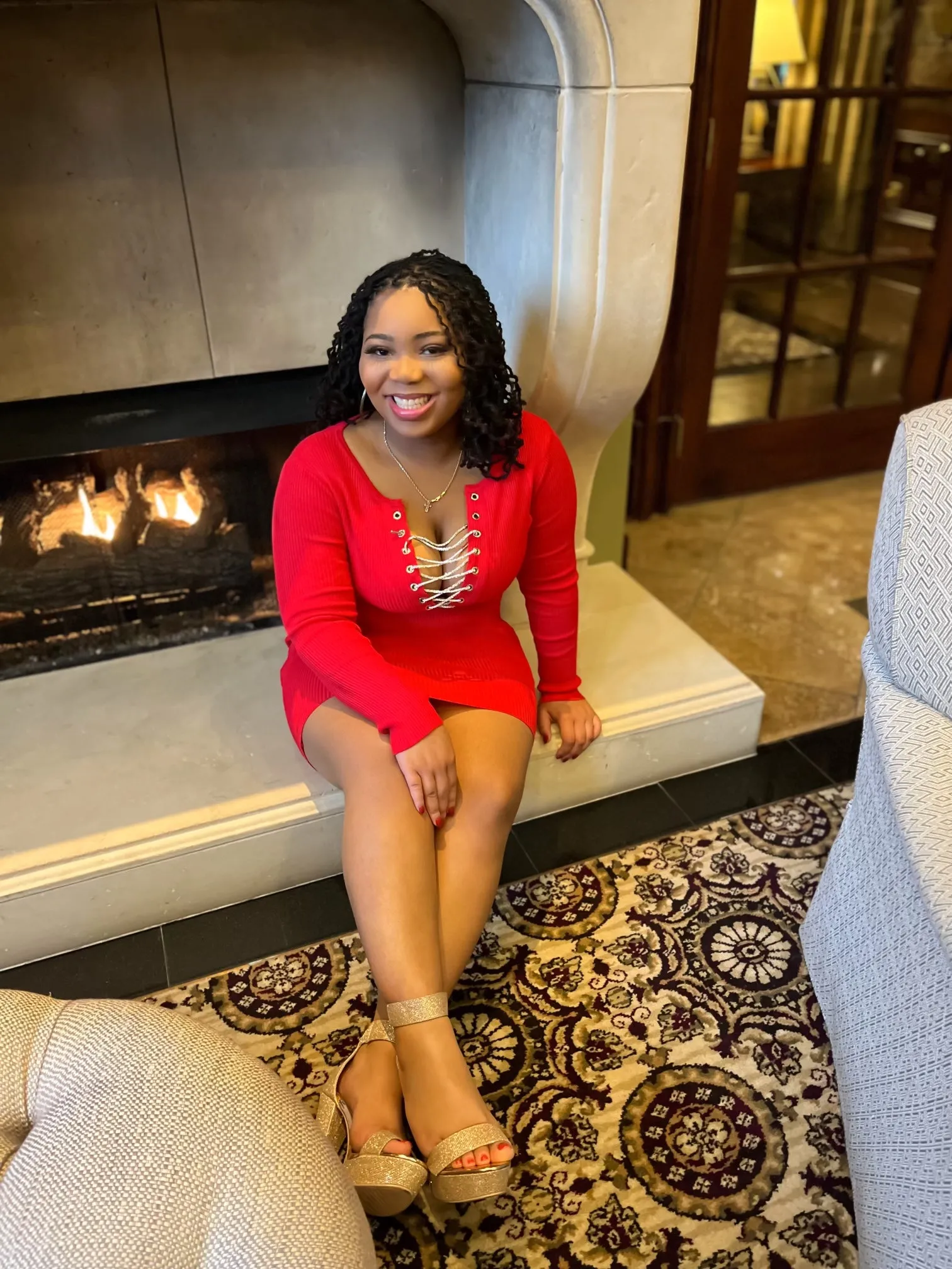 Vibrant Valentine RED “Rhinestone Lace Up “Dress !