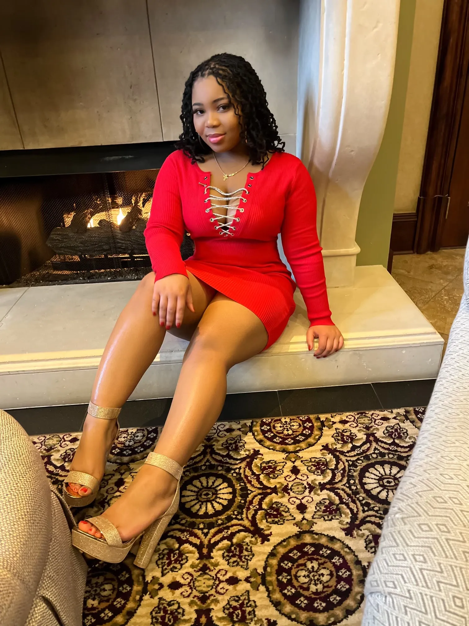 Vibrant Valentine RED “Rhinestone Lace Up “Dress !