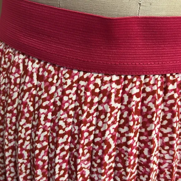 Vince Camuto Pink/Ivory Pleated Floral Midi Skirt Lightweight Feminine Girly XL