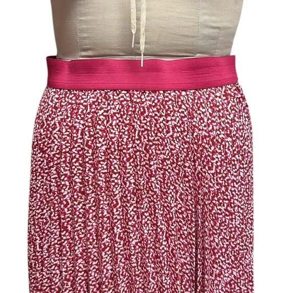 Vince Camuto Pink/Ivory Pleated Floral Midi Skirt Lightweight Feminine Girly XL