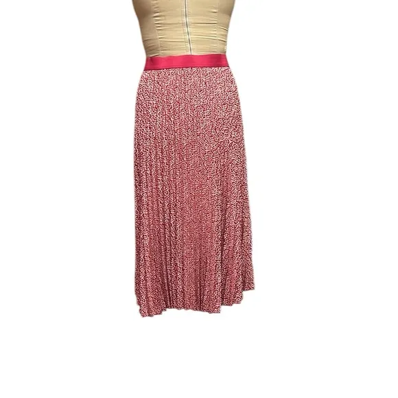 Vince Camuto Pink/Ivory Pleated Floral Midi Skirt Lightweight Feminine Girly XL