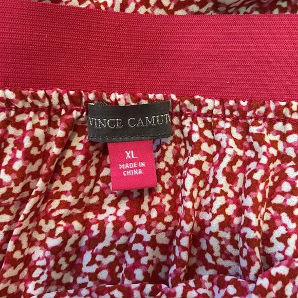 Vince Camuto Pink/Ivory Pleated Floral Midi Skirt Lightweight Feminine Girly XL