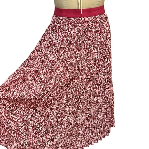 Vince Camuto Pink/Ivory Pleated Floral Midi Skirt Lightweight Feminine Girly XL
