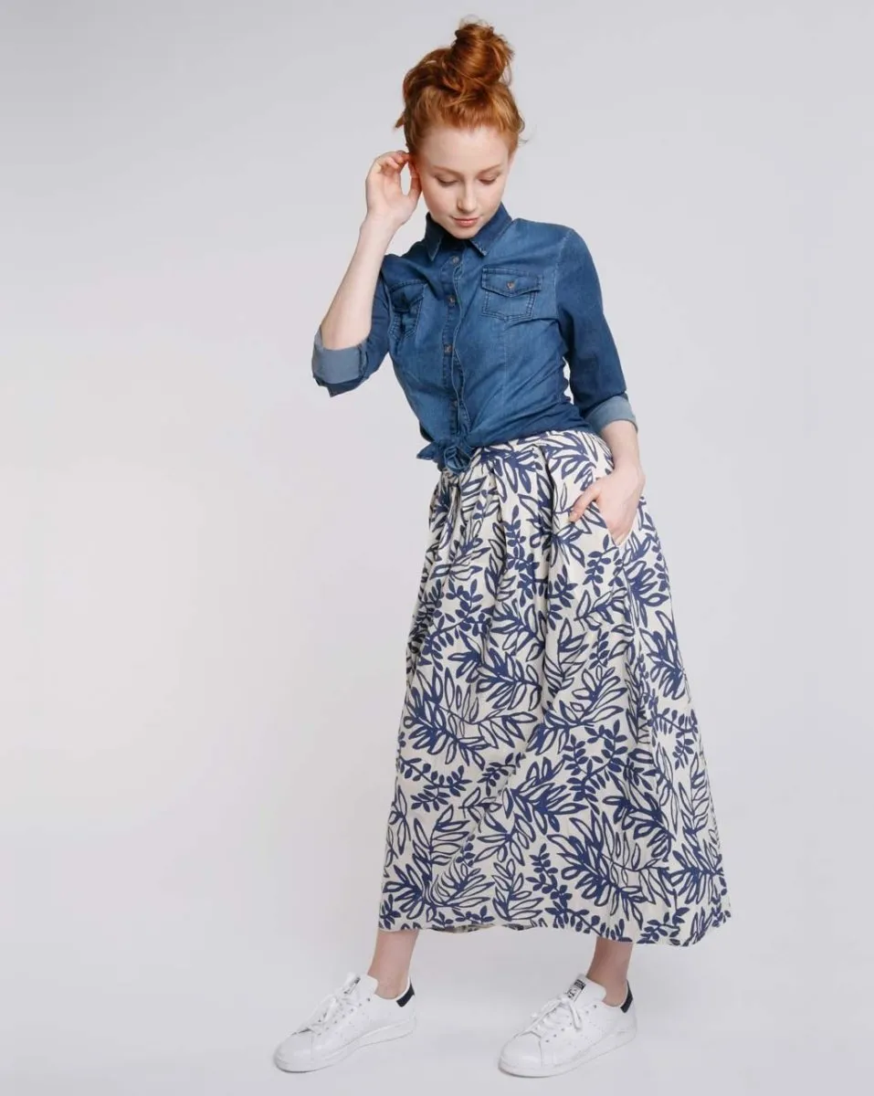 Vine Print Maxi Skirt