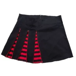Vintage Emily the Strange Pleated Skirt, Zippers, Striped, Black, Size 9