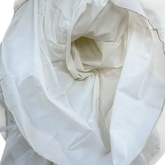 Vintage Ivory Long Petticoat with tiered Ruffles and Crinoline