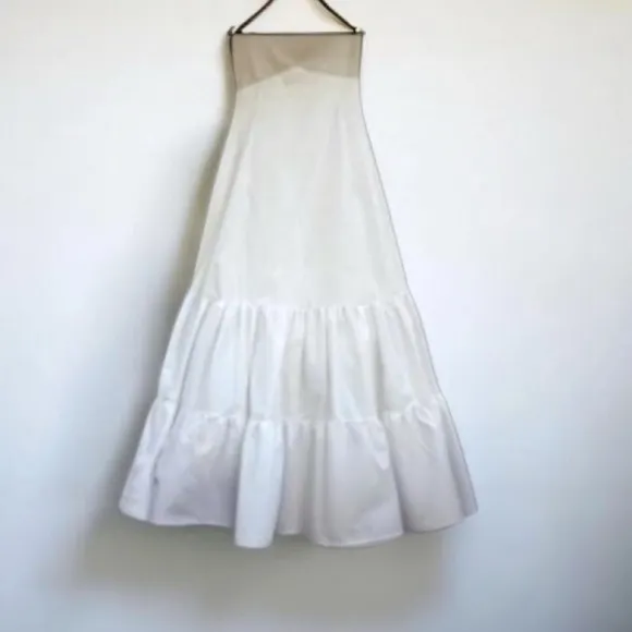 Vintage Ivory Long Petticoat with tiered Ruffles and Crinoline