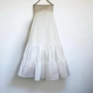 Vintage Ivory Long Petticoat with tiered Ruffles and Crinoline