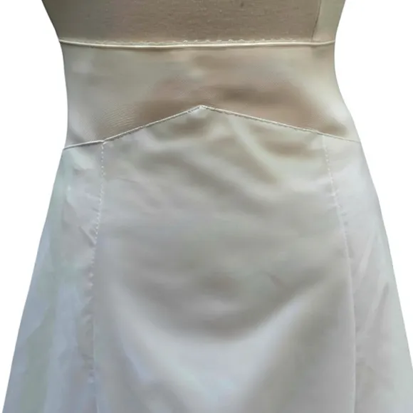 Vintage Ivory Long Petticoat with tiered Ruffles and Crinoline