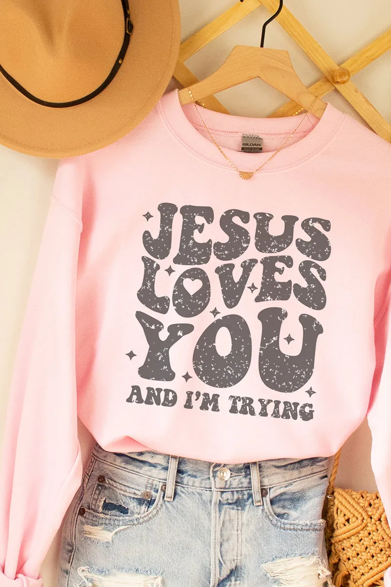 Vintage Jesus Loves Me Heavy-weight Crew Sweatshirt