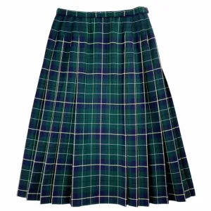 Vintage Pendleton Green Plaid Pleated Skirt with Flat Front Panel