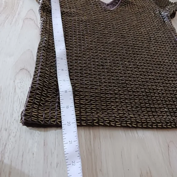 VNTG 90s Cache Glass Bead Embellished Brown Skirt Set Size Small