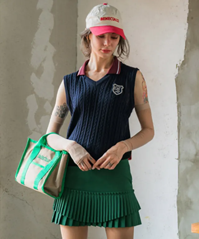 [Warehouse Sale] BENECIA 12 Wave Pleated Skirt - Green
