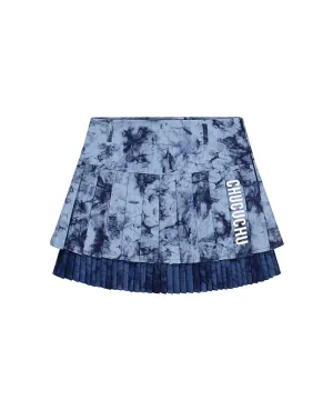 [Warehouse Sale] CHUCUCHU Marble Double Pleated Skirt - Navy