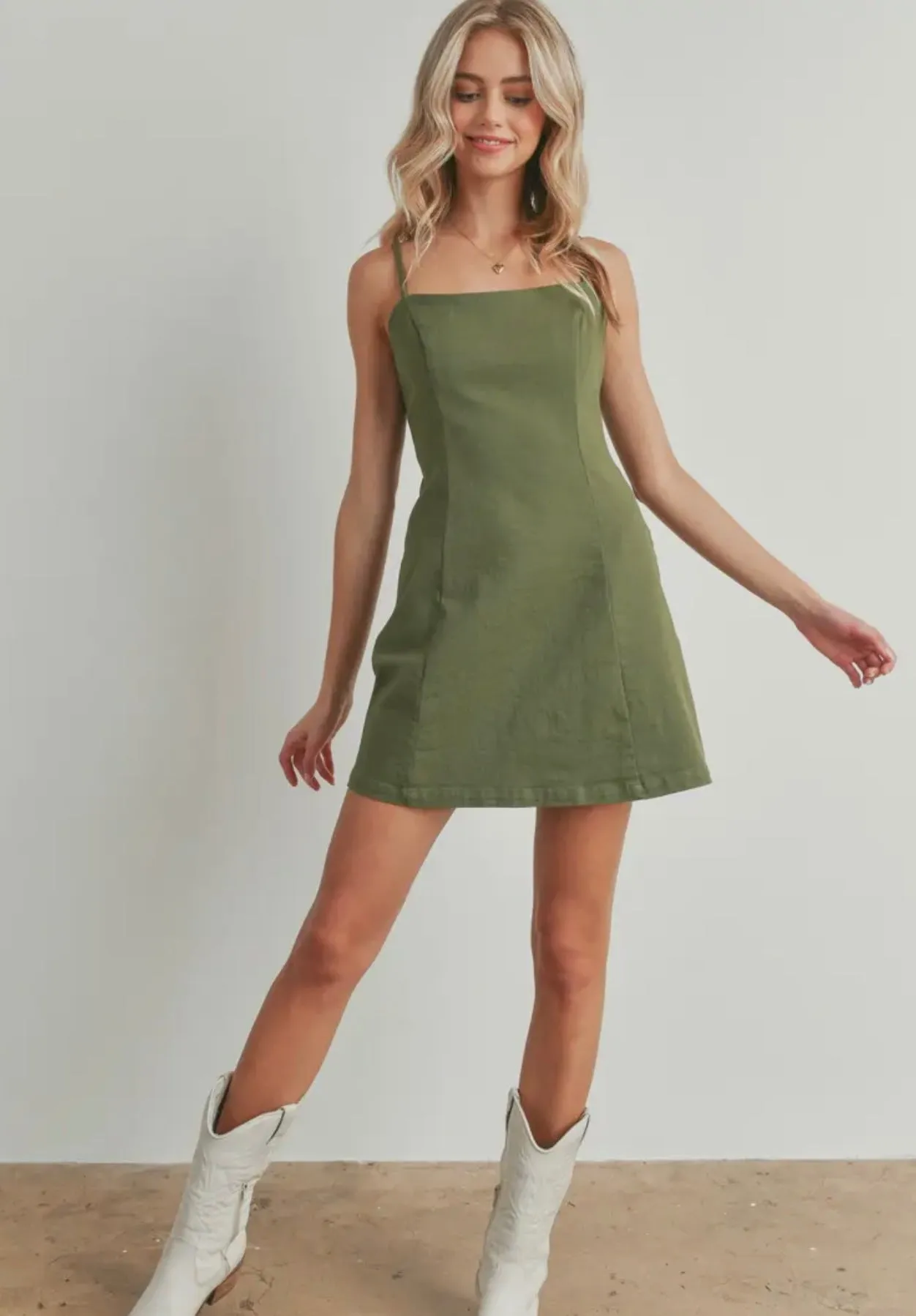 Washed Fabric Princess Lined Dress - Final Sale