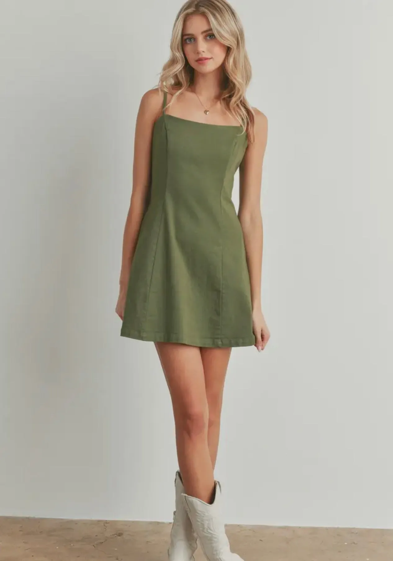 Washed Fabric Princess Lined Dress - Final Sale