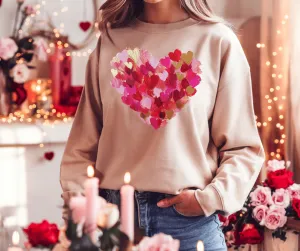 Watercolor Hearts Tan Sweatshirt