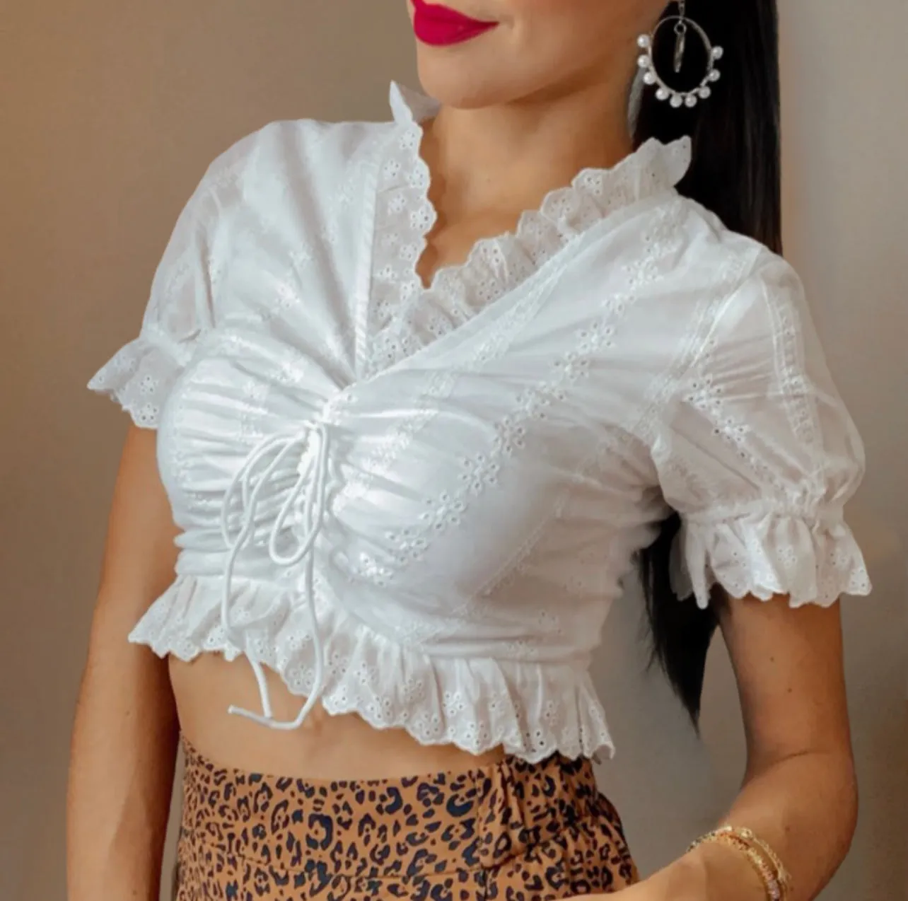 White Eyelet Crop Top