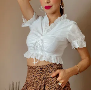 White Eyelet Crop Top