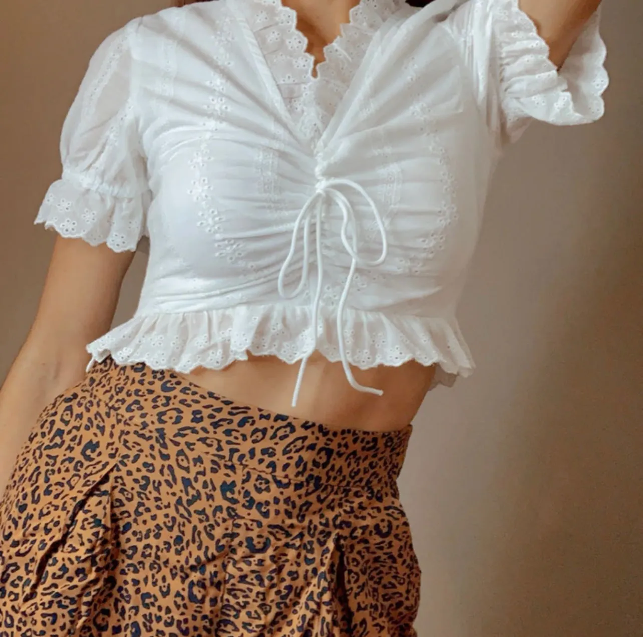 White Eyelet Crop Top