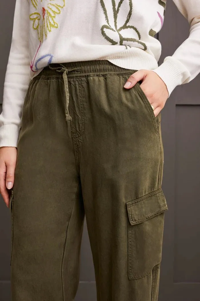 Wide Leg Cargo Jogger with Drawstring