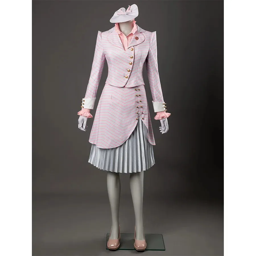 Witch Cosplay Costume Pink and White Striped Fashion Suit Pleated Skirt FY0091