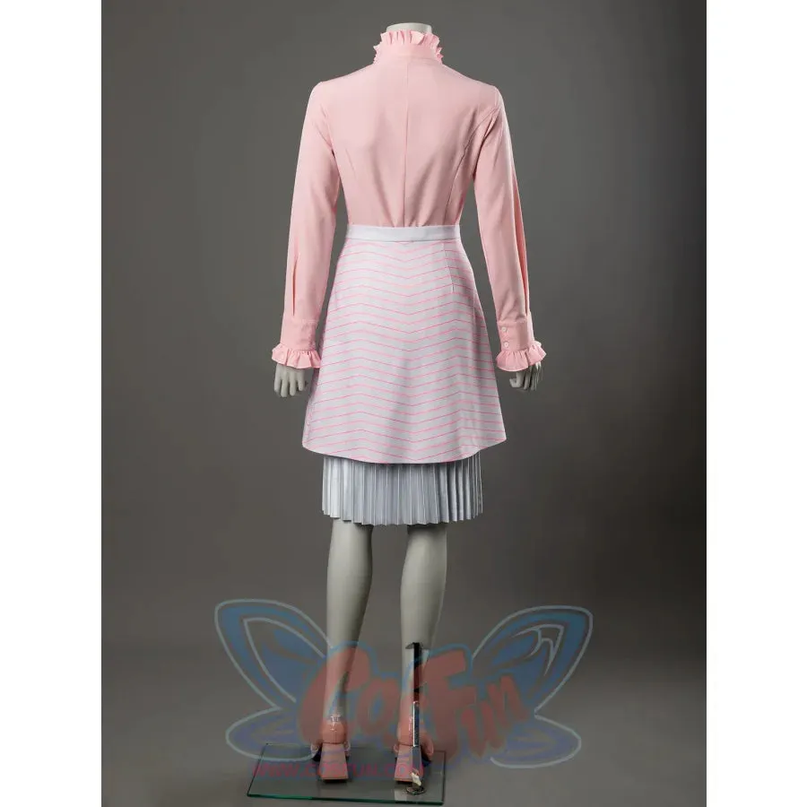 Witch Cosplay Costume Pink and White Striped Fashion Suit Pleated Skirt FY0091