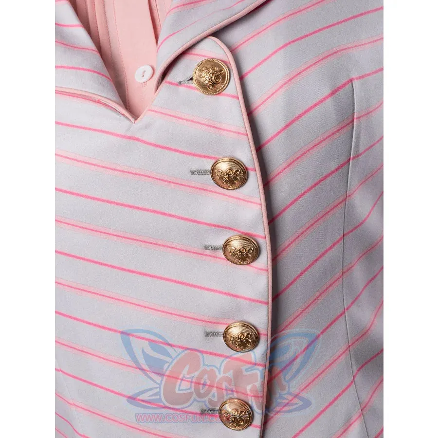 Witch Cosplay Costume Pink and White Striped Fashion Suit Pleated Skirt FY0091