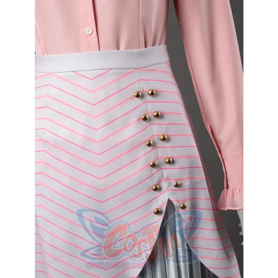 Witch Cosplay Costume Pink and White Striped Fashion Suit Pleated Skirt FY0091