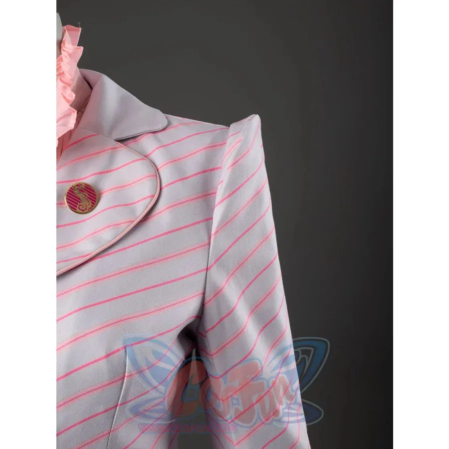 Witch Cosplay Costume Pink and White Striped Fashion Suit Pleated Skirt FY0091