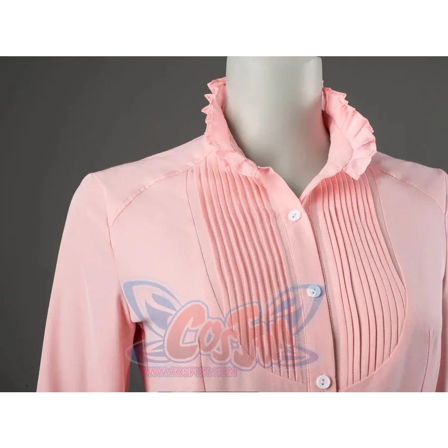 Witch Cosplay Costume Pink and White Striped Fashion Suit Pleated Skirt FY0091