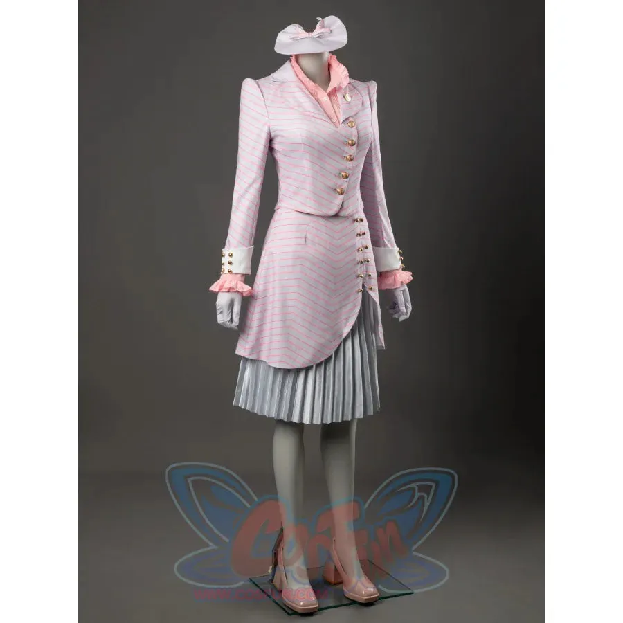 Witch Cosplay Costume Pink and White Striped Fashion Suit Pleated Skirt FY0091