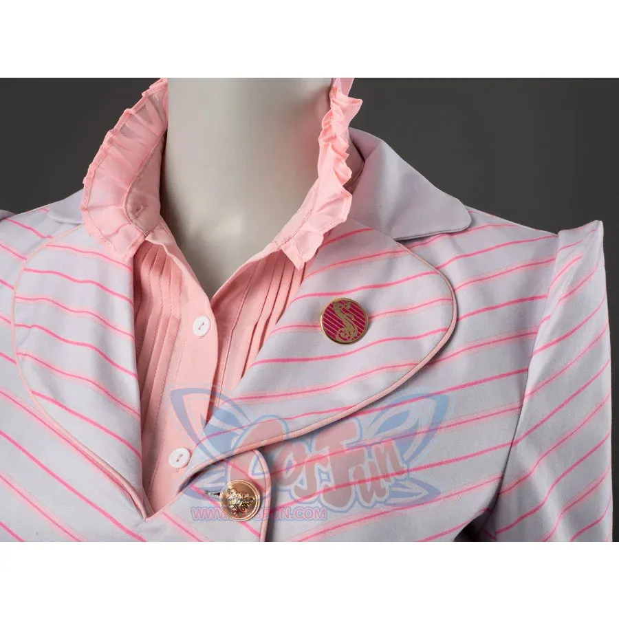 Witch Cosplay Costume Pink and White Striped Fashion Suit Pleated Skirt FY0091