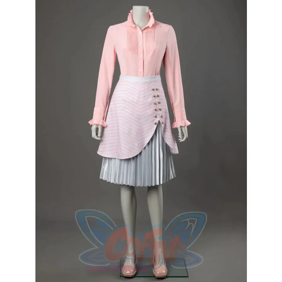Witch Cosplay Costume Pink and White Striped Fashion Suit Pleated Skirt FY0091