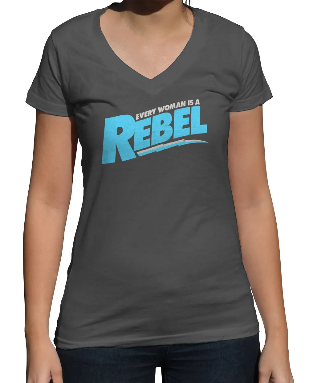 Women's Every Woman is a Rebel Vneck T-Shirt