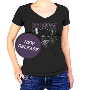 Women's Indoor Cat Vneck T-Shirt
