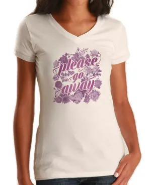 Women's Please Go Away Vneck T-Shirt - Introvert Shirt