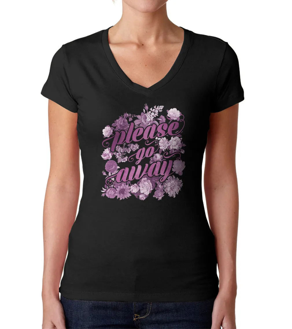 Women's Please Go Away Vneck T-Shirt - Introvert Shirt