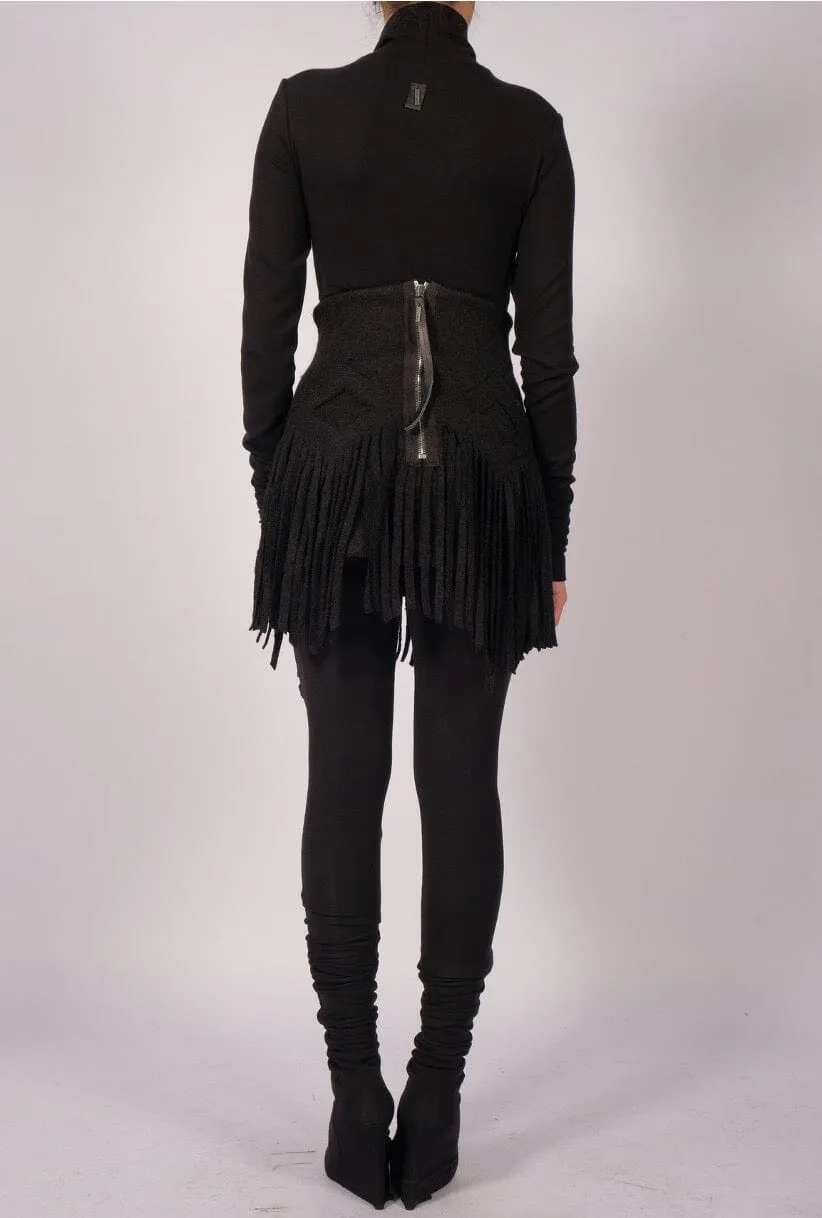 Wool Mini Skirt with Fringes