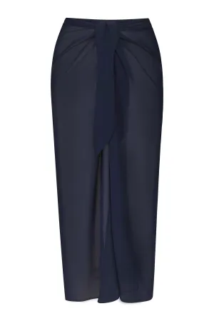 Wrap Midi Skirt in Sheer Eco-Chiffon