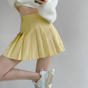 Yellow High Waist Pleated Skirt  KF81051