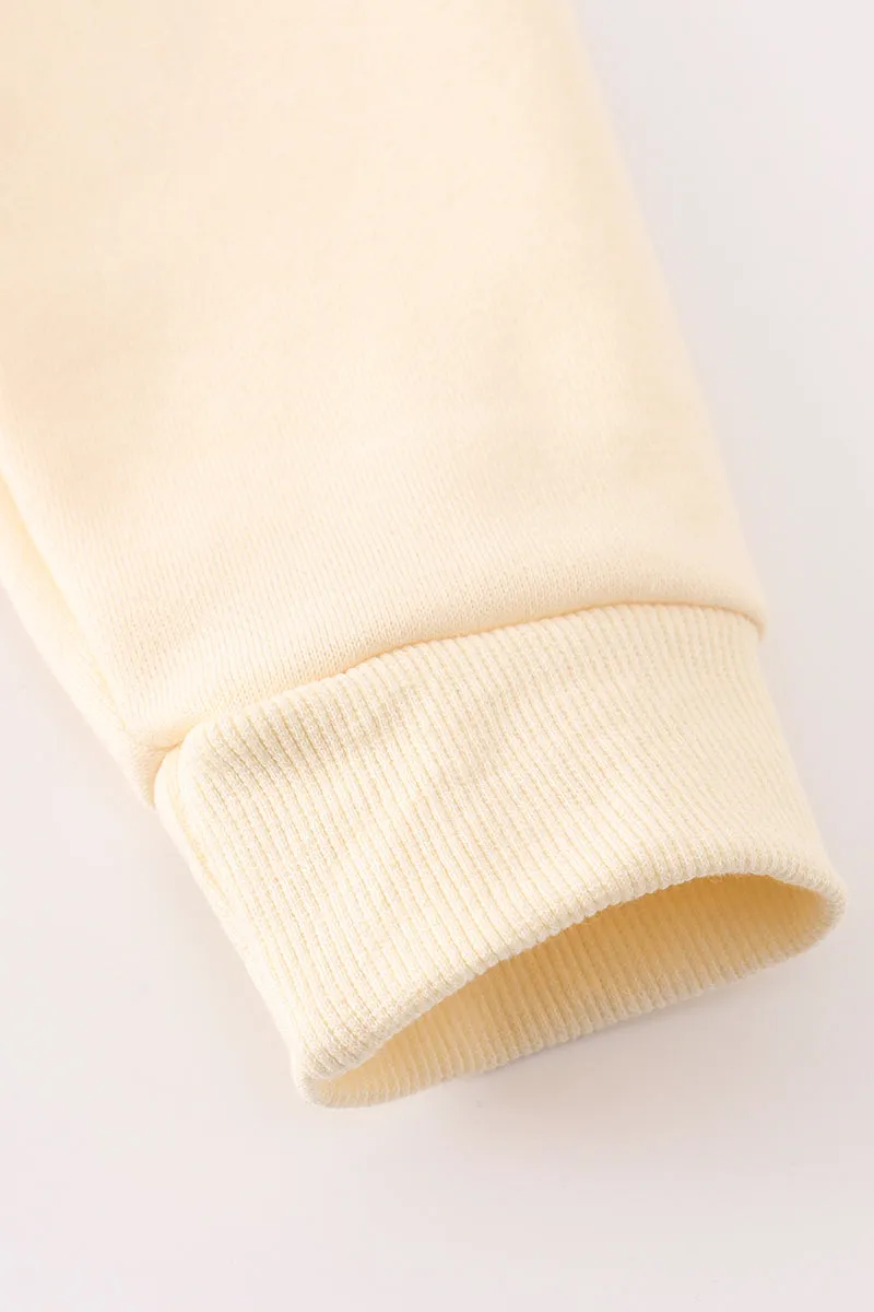 Yellow Nutcracker Embroidery Mom&me Fleece Sweatshirt