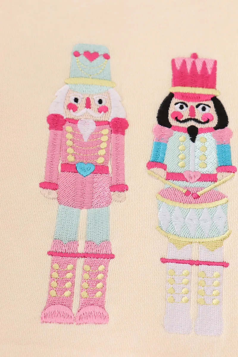 Yellow Nutcracker Embroidery Mom&me Fleece Sweatshirt