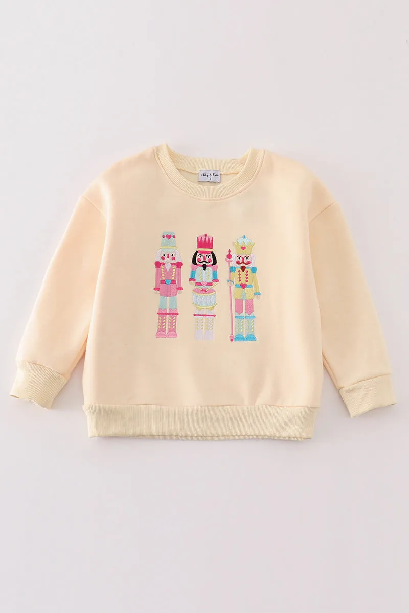 Yellow Nutcracker Embroidery Mom&me Fleece Sweatshirt