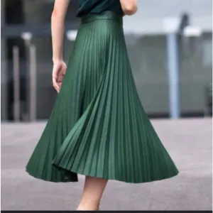 Zara emerald green pleated midi skirt size large