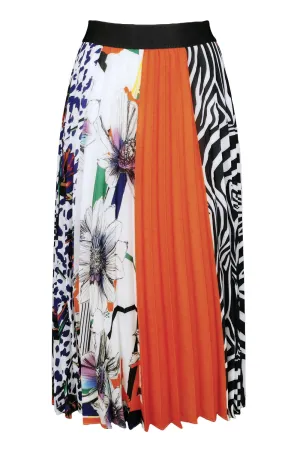 Zebra Pleated Midi Skirt