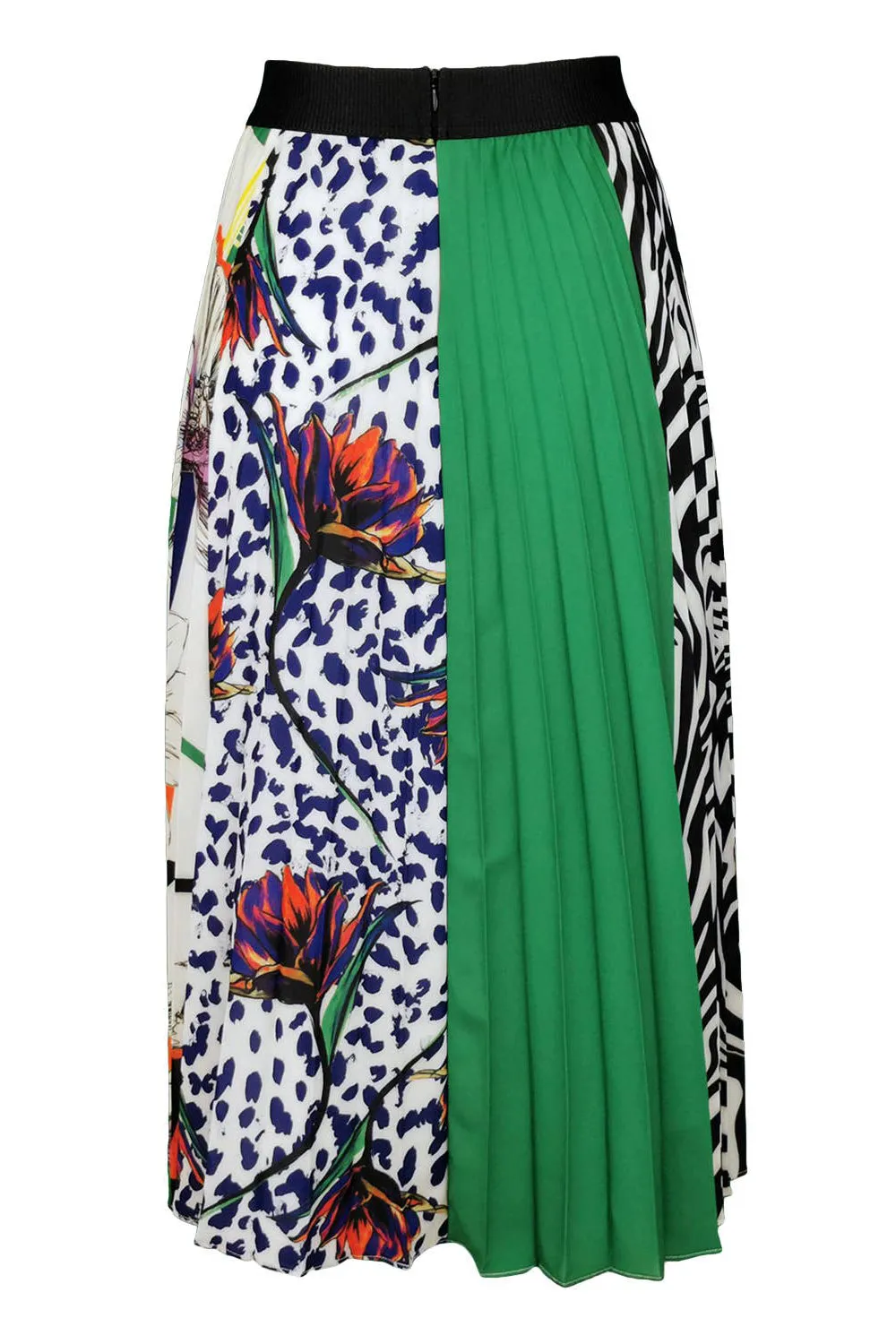 Zebra Pleated Midi Skirt
